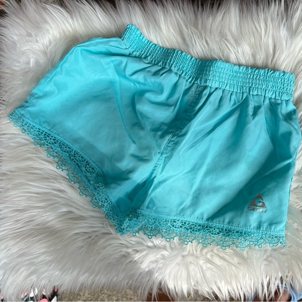 Gerry Aqua Blue Crochet Trim Outdoors Swim Shorts